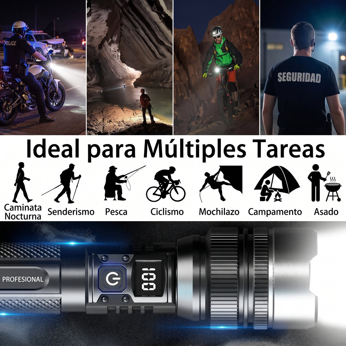 Super Lanterna Tática Zoom - A Mais Poderosa Do Mundo